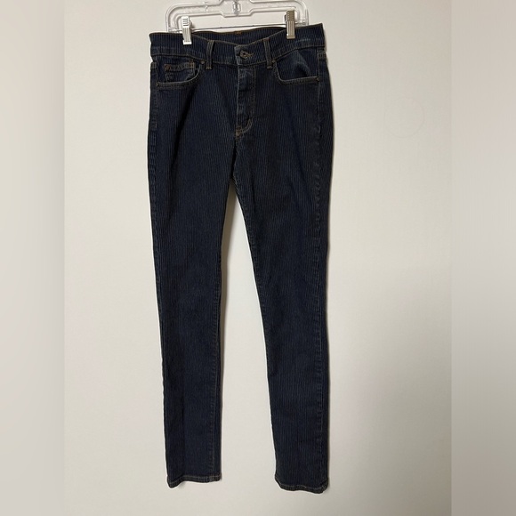 ANGRY RABBIT NAVY BLUE & GREY STRIPED SKINNY LEGGED JEANS. SIZE 27 (US SIZE 4) - Picture 1 of 6